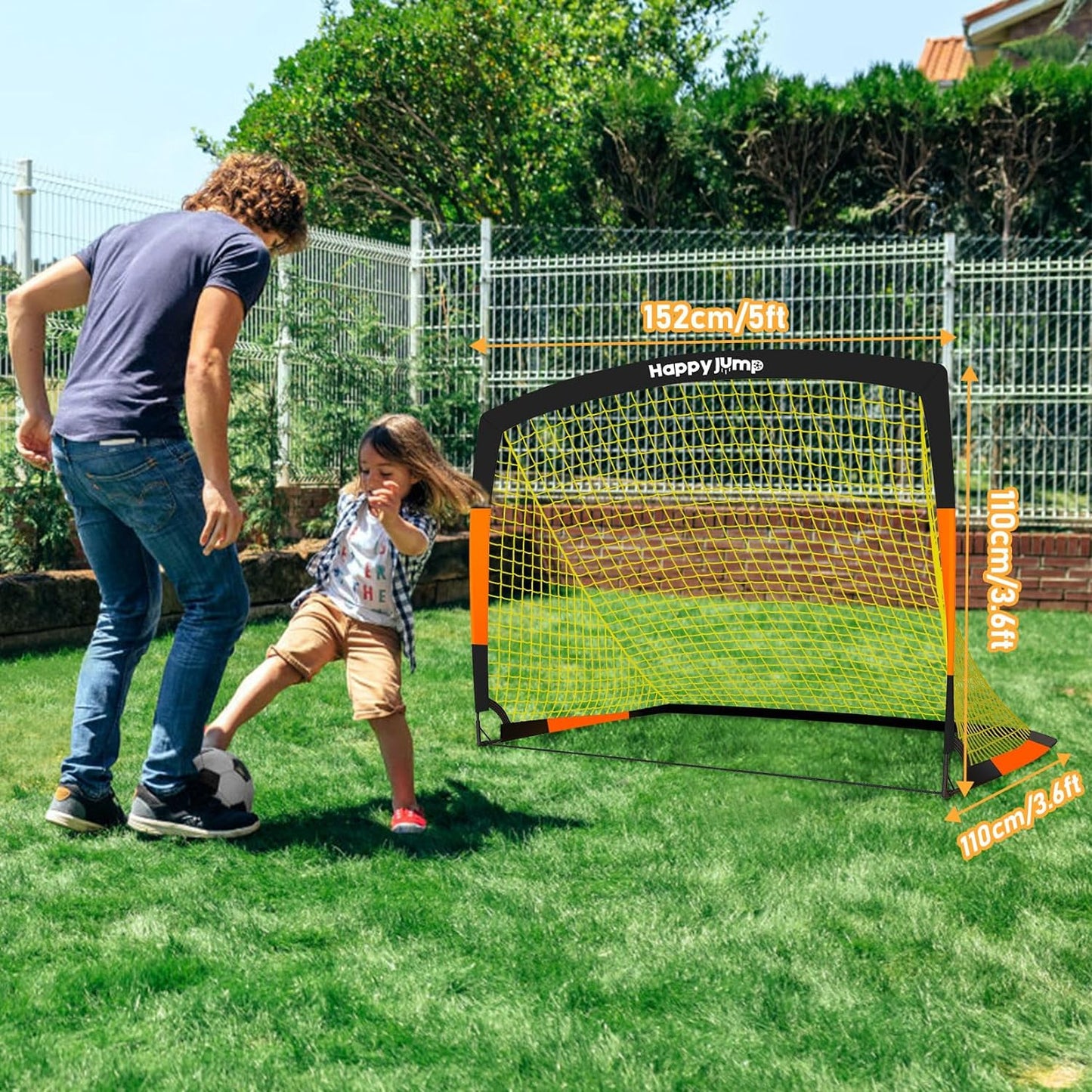 Happy Jump Soccer Goal Soccer Net for Kids Backyard 5' x 3.6', 1 Pack