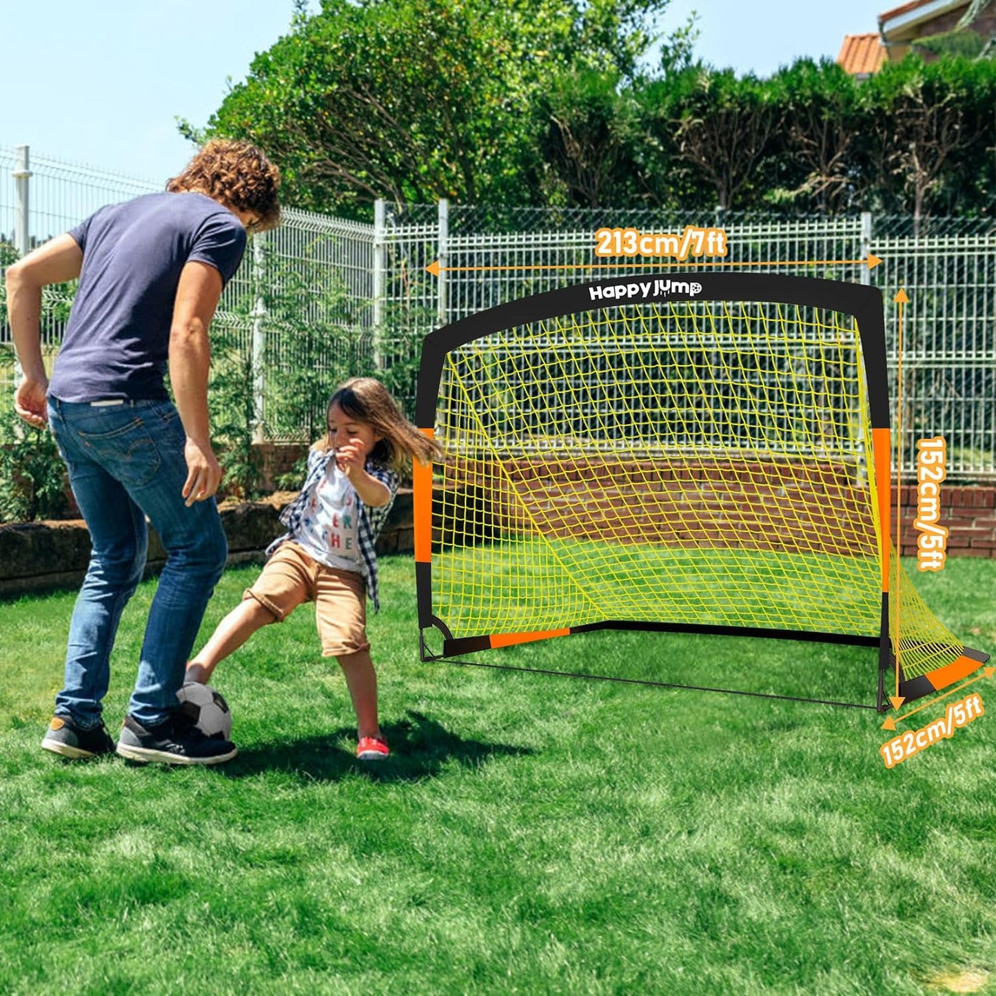 Happy Jump Soccer Goal Soccer Net for Kids Backyard 7' x 5', 2 Set