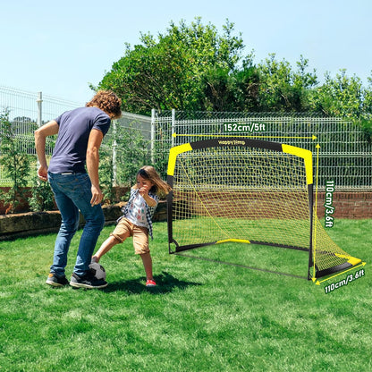 Happy Jump Soccer Goal Pop Up Foldable Soccer Net for Backyard, 2 Set (5X3.6 FT, 2 Set)