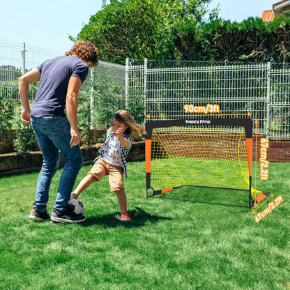 Happy Jump Soccer Goal 3x2.2 FT, 4x3 FT, 5x3.6 FT, 7x5 FT Portable Soccer Net for Kids Backyard, 1 Pack