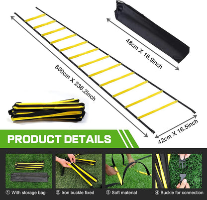 Happy Jump Agility Ladder 12 Rung 20 FT Speed Training Ladder Drill Sports Workout Equipment for Football Soccer Footwork Exercise