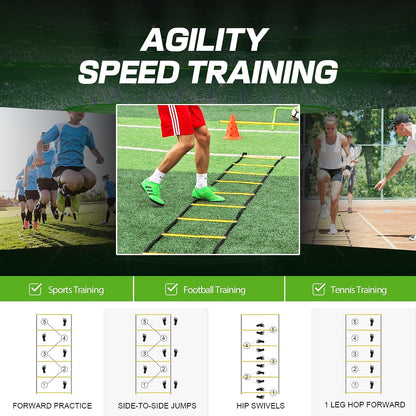 Happy Jump Agility Ladder 12 Rung 20 FT Speed Training Ladder Drill Sports Workout Equipment for Football Soccer Footwork Exercise