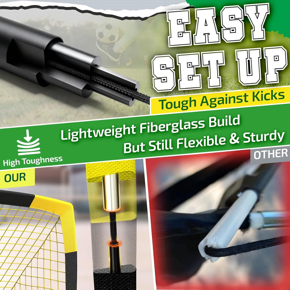 Happy Jump Portable Pop Up Football Goals – Optional Target Sheet, Ball, Pump & Cones | Weatherproof Football Nets