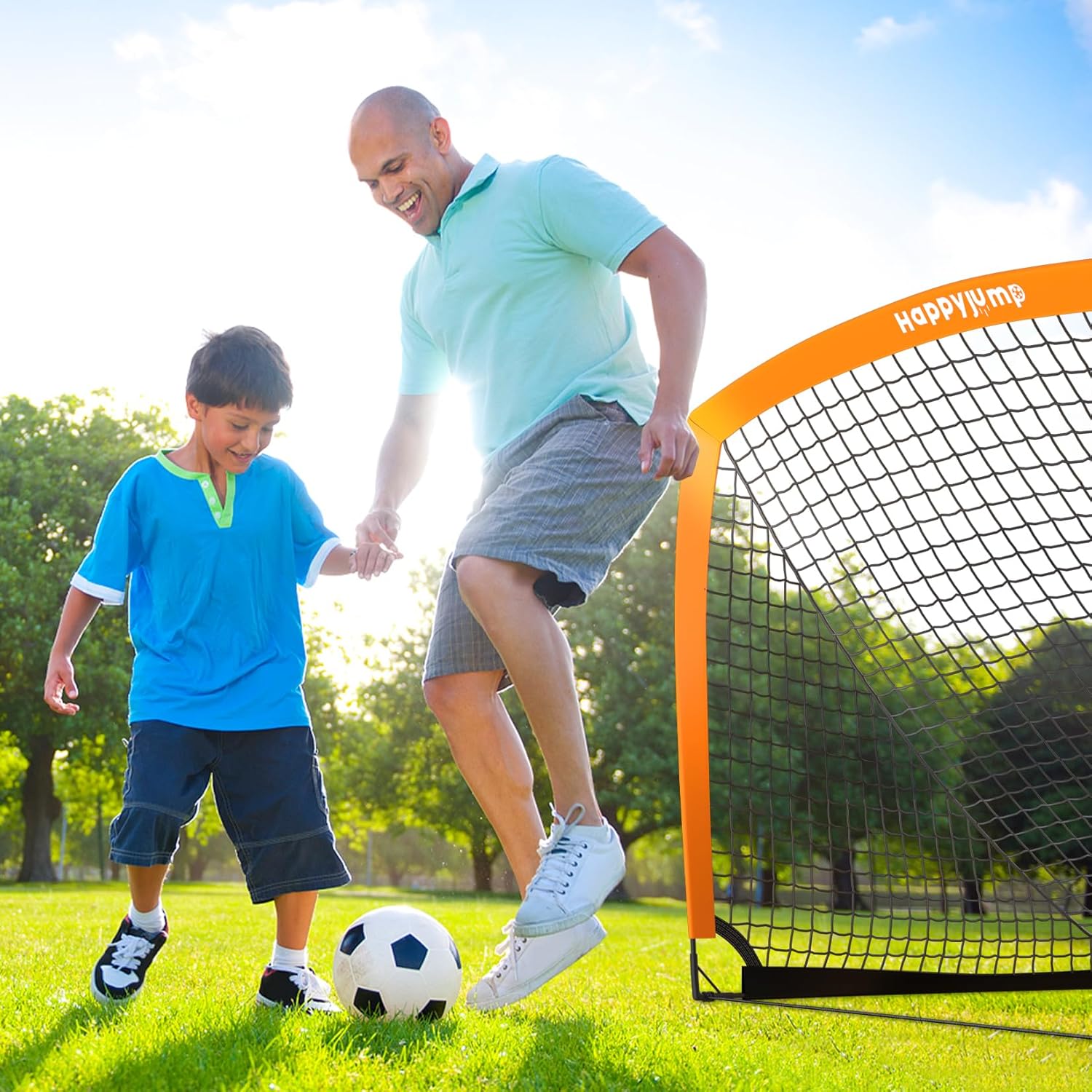 Happy Jump Foldable Pop-Up Football Goal 152 x 110 cm | Portable Garden & Training Goal