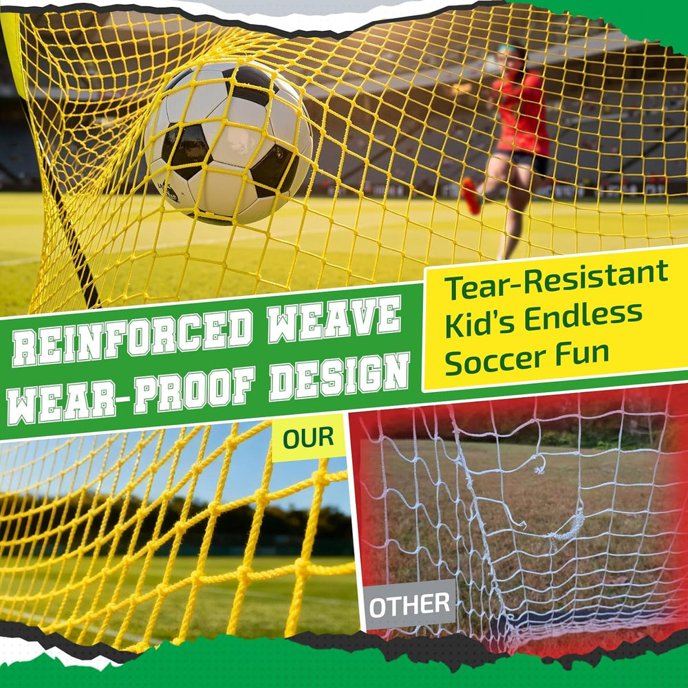 Happy Jump 7FT x 5FT Pop Up Football Goal | Foldable Weatherproof Training Net with Stakes