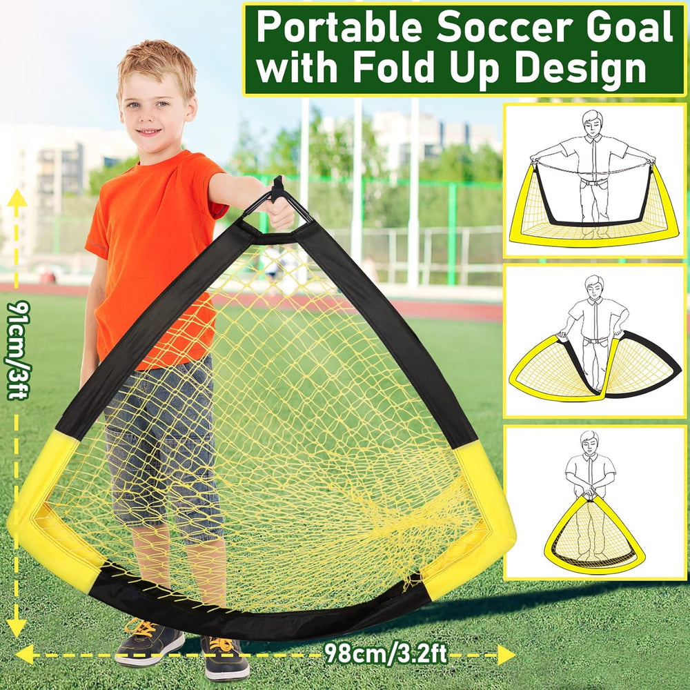 Happy Jump Portable Pop Up Football Goals – Optional Target Sheet, Ball, Pump & Cones | Weatherproof Football Nets