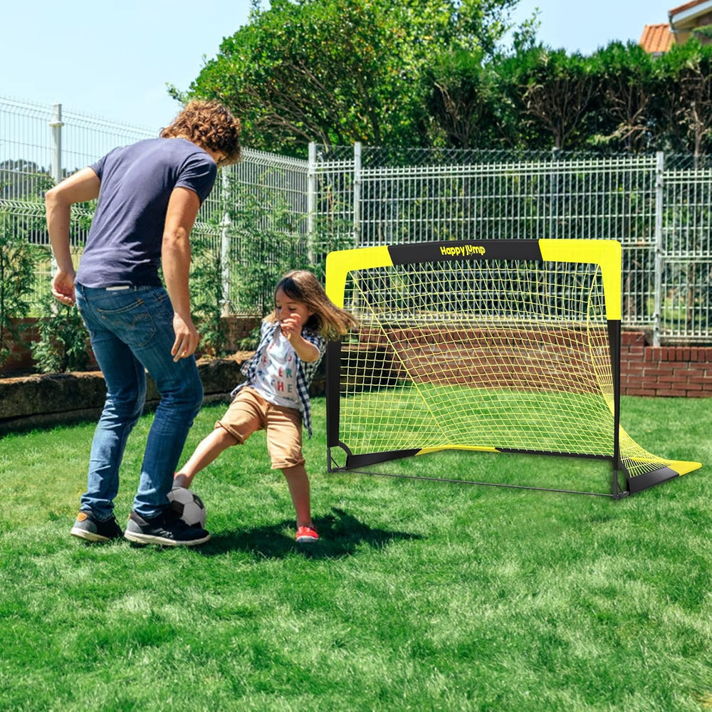 Happy Jump Portable Pop Up Football Goals – Optional Target Sheet, Ball, Pump & Cones | Weatherproof Football Nets