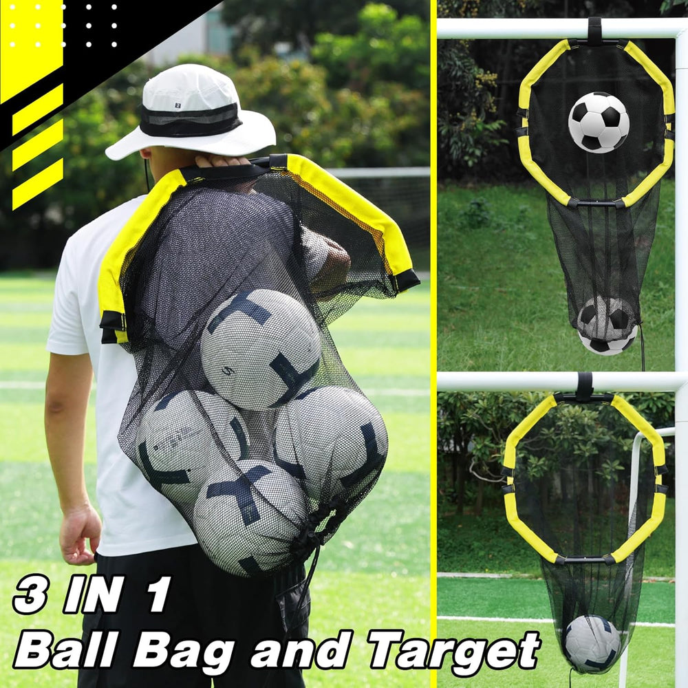 Happy Jump 3-in-1 Football Target Net & Ball Storage Bag | Accuracy Training with Metal Tubes