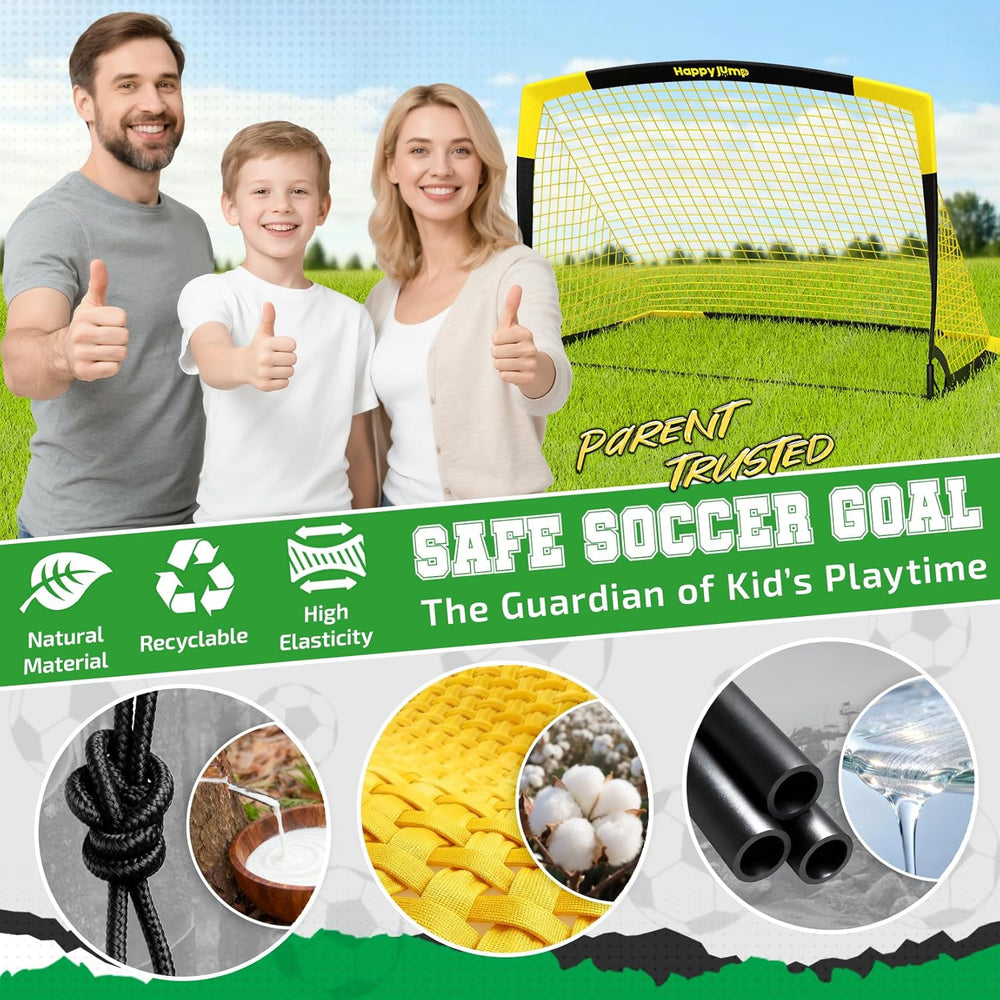Happy Jump Portable Pop Up Football Goals – Optional Target Sheet, Ball, Pump & Cones | Weatherproof Football Nets