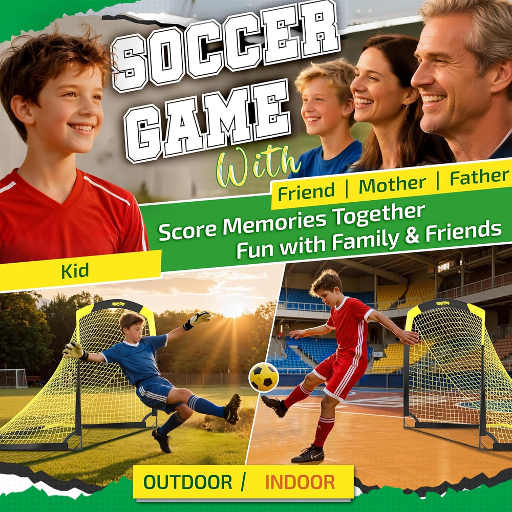 Happy Jump Portable Pop Up Football Goals – Optional Target Sheet, Ball, Pump & Cones | Weatherproof Football Nets