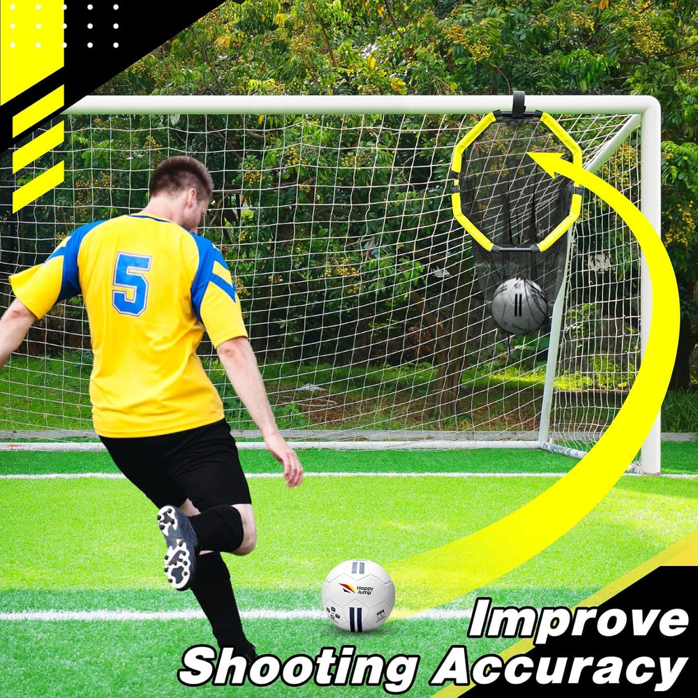 Happy Jump 3-in-1 Football Target Net & Ball Storage Bag | Accuracy Training with Metal Tubes