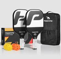 Happy Jump Pickleball Paddle Set with 4 Balls & Carry Bag – USAPA Approved, Fiberglass Face, 2 Pack