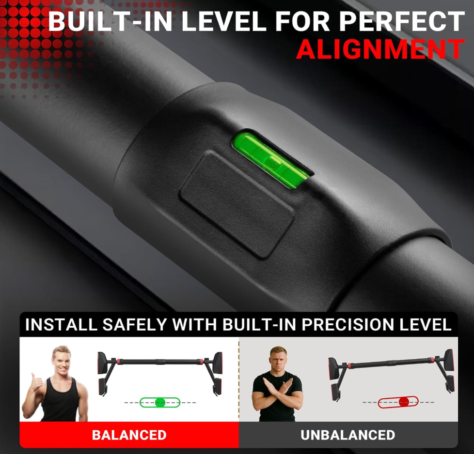 Happy Jump Pull Up Bar for Doorway – 400kg Capacity, Adjustable 78–98cm, with Gymnastic Rings & Resistance Band